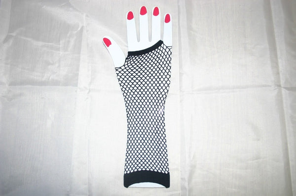 Black Fishnet Elbow Length Gloves